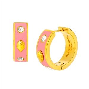KURT GEIGER LONDON Eagle Enamel Huggie Hoop Earrings